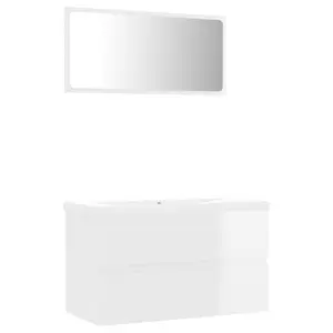 Audras 100mm Wall Hung Single Vanity High Gloss White