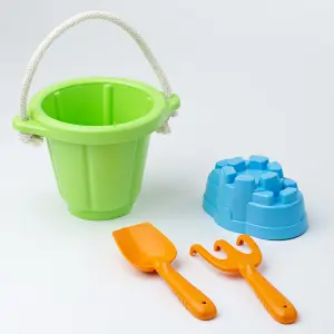 Green Toys 4 Piece Sand Play Set, with Green Bucket and Accessories