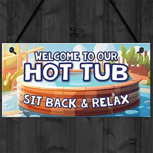 Red Ocean Hot Tub Sign Hanging Wall Plaque Hot Tub Signs And Plaques Shed Summerhouse Sign Home Decor Garden Signs