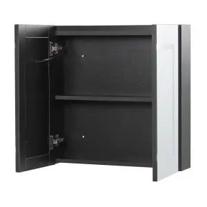 Bathroom Wall Mounted Mirror Cabinet with LED 60 x 60 cm Black MAZARREDO