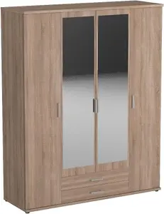 Elegant KARL 4-Door Wardrobe with Mirror W1592mm H1960mm D535mm - Oak Sonoma, Spacious Storage, Modern Design