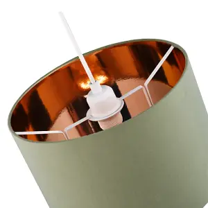 Contemporary Olive Cotton 10 Table/Pendant Lampshade with Shiny Copper Inner