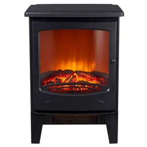 Focal Point Malmo 1.8kW Matt Black Cast iron effect Electric Stove (H)548mm (W)390mm