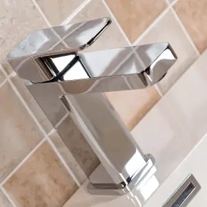 Galla Polished Chrome Square Deck-mounted Basin Mono Mixer Tap