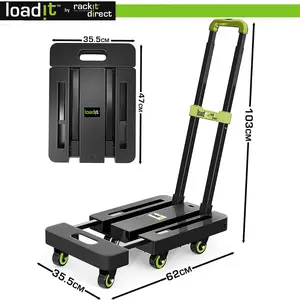 LoadiT Extendable Platform Trolley 225kg Capacity Telescopic Handlebar Sack Barrows Heavy Load Moving