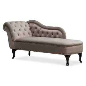 Right Hand Chaise Lounge in Velvet Light Grey