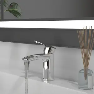 BATHWEST Bathroom Basin Tap Solid Brass Chromed Handle Hot Cold Mixer Tap Single Lever Faucet