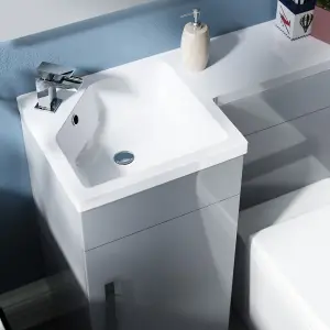 Nes Home Raven Left Hand 900mm Flat Pack Vanity Basin Unit, WC Unit & Ellis UF Back to Wall Toilet Grey