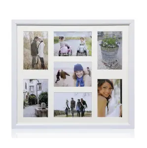 Arpan MDF Multi Aperture Photo Frame 7 Aperture (3- 4x6" & 4-6x4") White