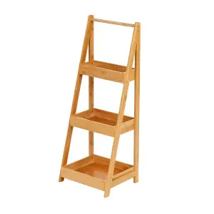 Home Source Bamboo 3 Tier Garden Plant Stand Ladder Tray Unit