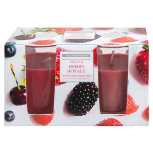 Berry Royale Glass Jar Votive Candles Luxury Scented Red Decor (2 Pack)