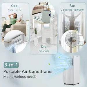 Costway 9000BTU Portable Air Conditioner 4-in-1 Air Cooler Fan Dehumidifier AC Unit