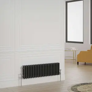 G-Rad Black Triple Column Horizontal Radiator - (H) 300 x (W) 1000mm