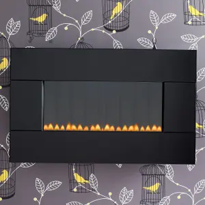 Focal Point Piano flueless Curved glass front panel Black Manual control 2.6kW Gas Fire