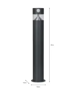 Garden Trading Putney Solar Path Post Bollard Light Motion Sensor Grey Steel