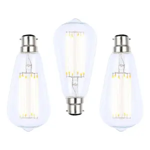 Litecraft B22 6W Pack of 3 Warm White Vintage Filament Tear Drop LED Light Bulbs