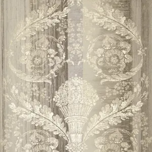 Galerie Adonea Nerites Taupe Metallic Damask Stripe Smooth Wallpaper Roll