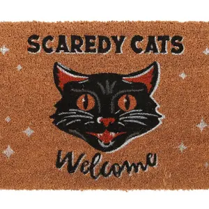 Something Different Scaredy Cats Welcome Door Mat Natural/Black/White (One Size)