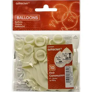 Amscan Latex First Holy Communion Balloon (Pack of 10) White/Black (One Size)