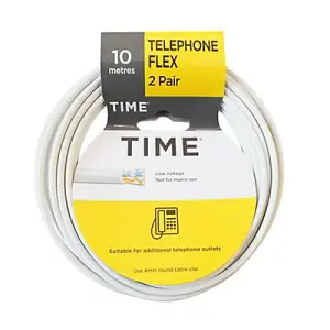 Time White 4 core Telephone cable, 10m