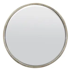 MirrorOutlet Large Silver Circular Bevelled Wall Mirror 80cm x 80cm