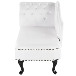 Left Hand Chaise Lounge Faux Leather White NIMES