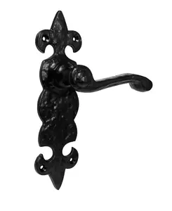 Golden Grace 1 Pair of Black Antique Fleur De LYS Latch Handle, Internal Door Handles Sets - GG