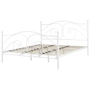 Metal EU Super King Size Bed White DINARD