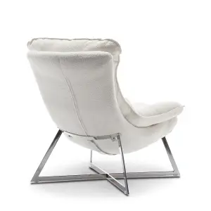 Teddy Boucle Fabric White Pierina Accent Chair