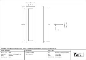 From The Anvil Aged Brass 250mm Plain Rectangular Pull