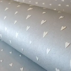 Galerie Great Kids Light Blue Smooth Glitter Hearts Wallpaper Roll