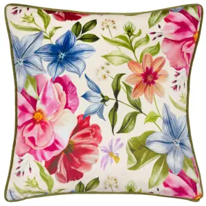 Wylder Nectar Garden Petunia Floral Piped Polyester Filled Cushion