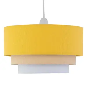 First Choice Lighting Gabi Ochre Ombre Linen 3 Tier Ceiling Light Shade