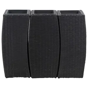 Berkfield Garden Raised Beds 3 pcs Poly Rattan Black