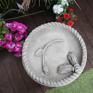 Rose and Rope Design Stone Birdbath