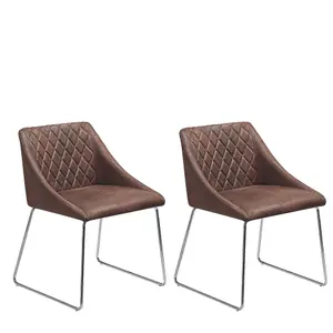 Set of 2 Dining Chairs ARCATA Faux Leather Dark Brown