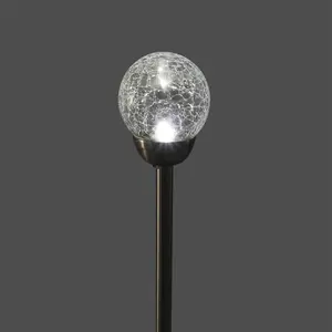 Blooma Silver Stainless steel effect Crackled ball Solar-powered Integrated LED Outdoor Stake light