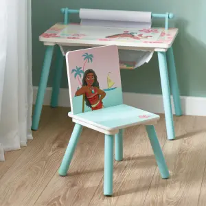 Disney Moana Kids Table and Chair Set - Activity Table for Toddlers with Lift-Up Tabletop, Chalkboard and Nylon Storage Space