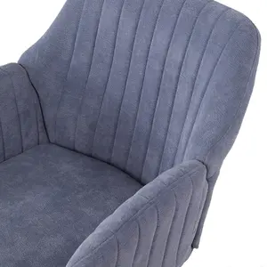 Grey Teddy Fleece Upholstered Swivel Home Office Chair with Metal Legs