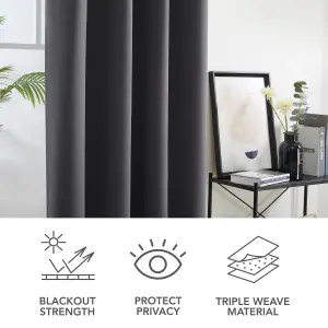 Deconovo Thermal Insulated Blackout Curtains Energy Saving Curtains Eyelet Blackout Curtains 52 x 95 Inch Dark Grey 2 Panels