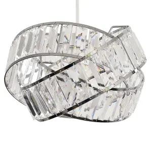 ValueLights Hudson Silver Ceiling Pendant Shade and B22 GLS LED 6W Warm White 3000K Bulb