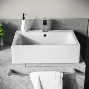 Nes Home Rectangle 580 mm Large Counter Top or Wall Hung Basin