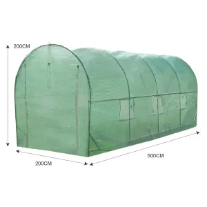 Polytunnel Greenhouse Walk In Galvanised Windows Doors Growhouse PE Cover Diameter 5 x 2m