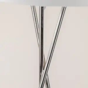 First Choice Lighting Pair Chrome Twist Tripod Floor Lamp with White Fabric Shade