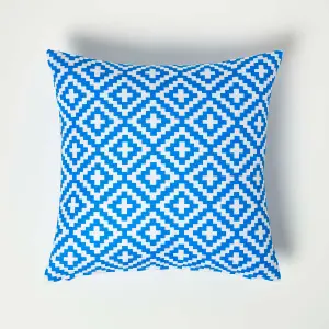 Homescapes Blue Geometric Outdoor Cushion 45 x 45 cm, Set of 2