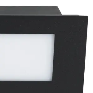 GoodHome Neihart Black Mains-powered Neutral white LED Rectangular Deck light