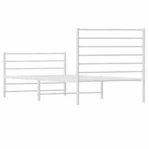 Berkfield Metal Bed Frame with Headboard and Footboard White 75x190 cm 2FT6 Small Single