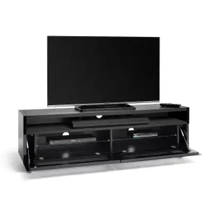 AVF Panorama Plus 1.6m TV Stand with Reversible Top & Soundbar Shelf  - Walnut & Black