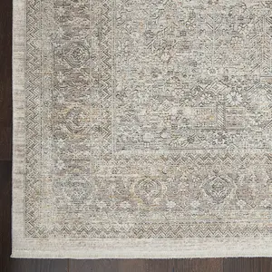 Cream Grey Luxurious Traditional Bordered Floral Rug Easy to clean Living Room and Bedroom-244cm X 305cm