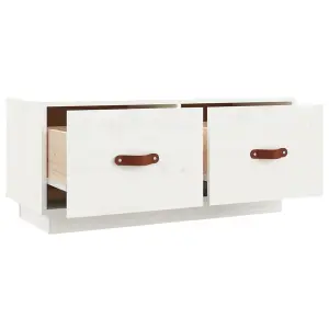 Berkfield TV Cabinet White 80x34x35 cm Solid Wood Pine